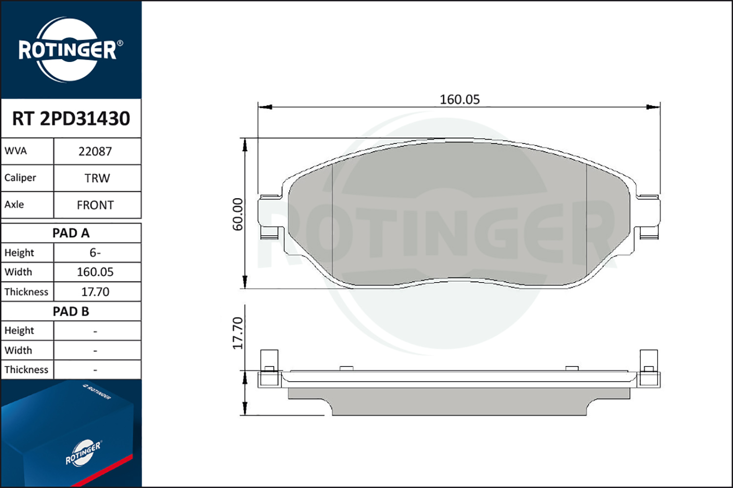 ROTINGER Fékbetét, mind RT2PD31430_ROT